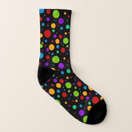 Mismatched Rainbow Stripes and Polka Dot Socks | Zazzle