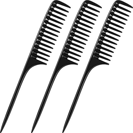 Amazon.com : Leinuosen 3 Pack Wide Tooth Tail Combs, Black Carbon Comb Fiber Teasing Salon Back Combs Styling Comb Anti Static Heat Resistant Hair Comb, Suitable for all Kinds of Hair. : Beauty