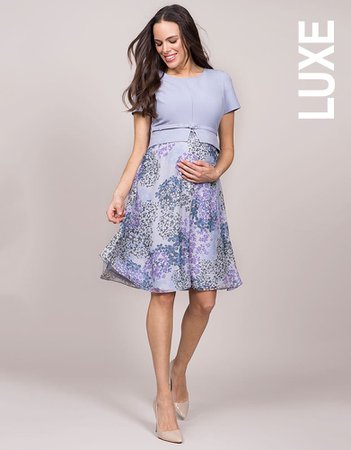Lavender Floral Silk Maternity Dress | Seraphine
