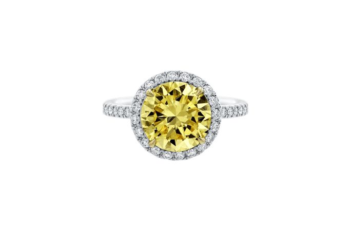 Harry Winston Yellow Diamond Ring with Micropavé