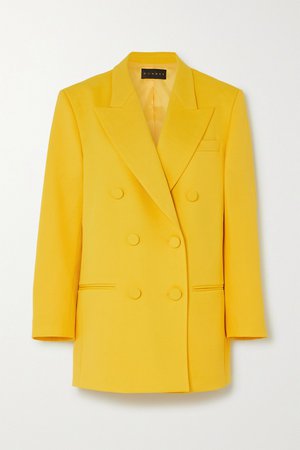 Yellow Oversized double-breasted grain de poudre wool-blend blazer | Dundas | NET-A-PORTER