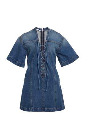 Mid Blue Vintage Lace-Up Mini Dress By Stella Mccartney | Moda Operandi