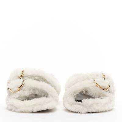 white fur slippers