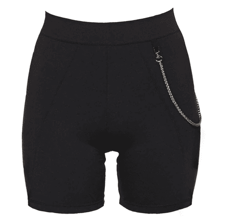 New York Pilates Black High Waisted Shorts with Chain