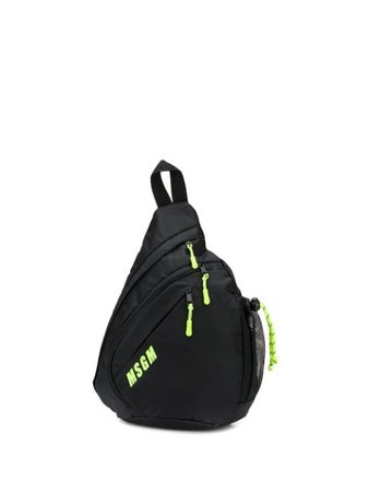 Msgm Neon-Trimmed Triangle Backpack 2841MDZ085890 Black | Farfetch