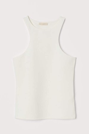 Creped Tank Top - White