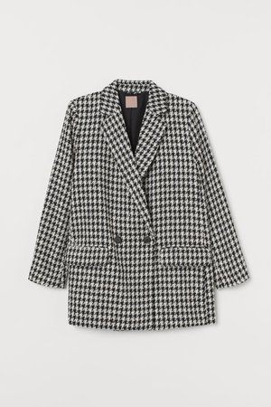 H&M+ Bouclé Jacket - Black/houndstooth-patterned - Ladies | H&M US