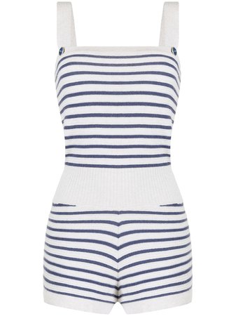 Chanel Pre-Owned striped sleeveless cashmere playsuit - FARFETCH