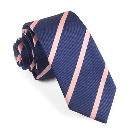 navy and peach striped tie
