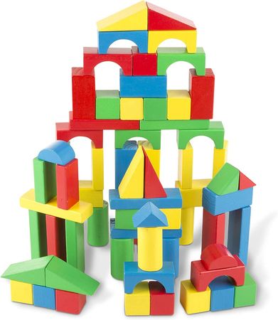 Amazon.com: Melissa & Doug Wooden Building Set - 100 Blocks in 4 Colors and 9 Shapes : Melissa & Doug: Toys & Games