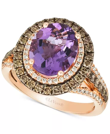 Le Vian Amethyst (4 ct. t.w.) & Diamond (7/8 ct.t.w.) Statement Ring in 14k Rose Gold