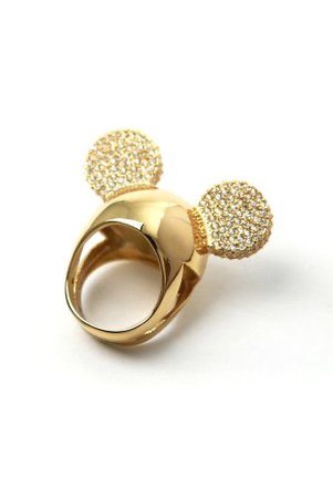 gold large mickey ears ring