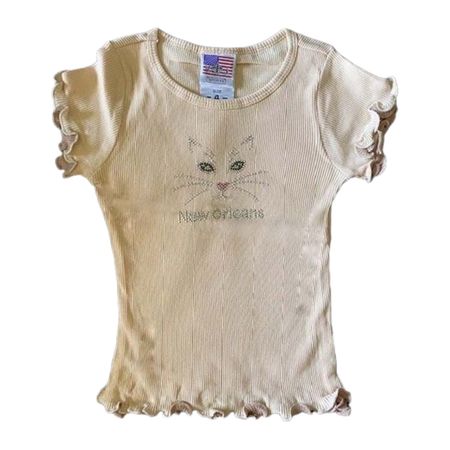 white cat print fitted baby tee tshirt