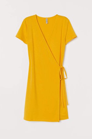 Short Wrap Dress - Yellow