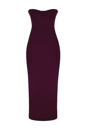 Clothing : Maxi Dresses : 'Lucia' Grape Strapless Corset Maxi Dress