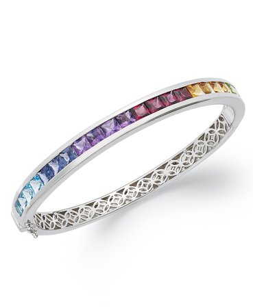 Macy's Sterling Silver Multistone Rainbow Bangle Bracelet