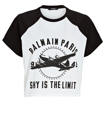 Balmain Cropped Graphic Raglan T-Shirt | INTERMIX®