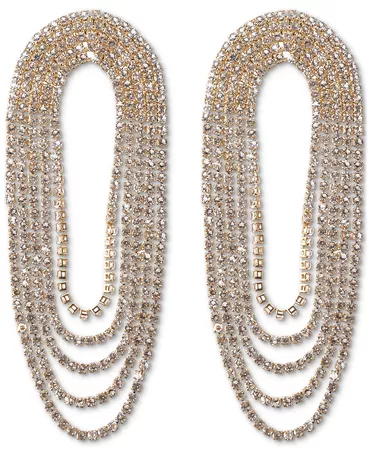 INC International Concepts Gold-Tone Rhinestone Chain Loop Statement Earrings, Created for Macy's & Reviews - Earrings - Jewelry & Watches - Macy's