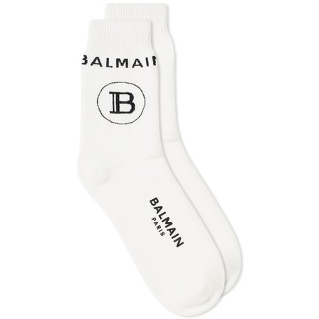 Balmain B Logo Sports Sock White | END.