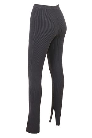 Clothing : Trousers : 'Mitzi' Dark Grey Ribbed Knit Leggings