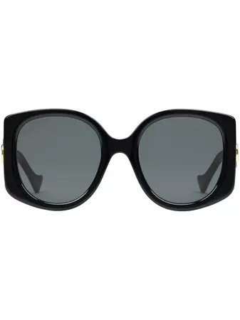 Gucci Geometric-frame Sunglasses In Black | ModeSens