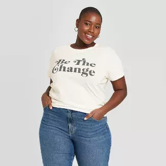 Women's Be The Change Short Sleeve Graphic T-Shirt - White : Target
