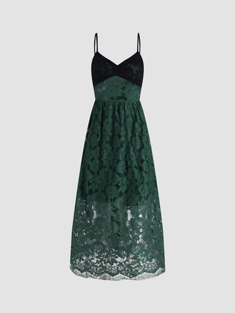 black and green lace dress