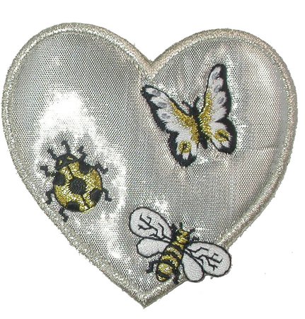 Silver Heart with Insects - PATCHWORK PANDA LLC