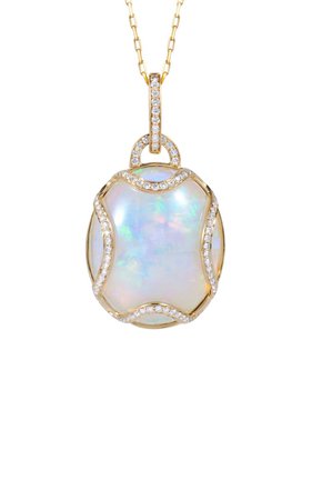 18k Yellow Gold Opal, Diamond Necklace By Goshwara | Moda Operandi