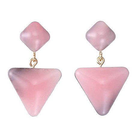 pink triangle acrylic lucite resin drop dangle earrings
