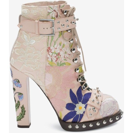 pink flower boot heel