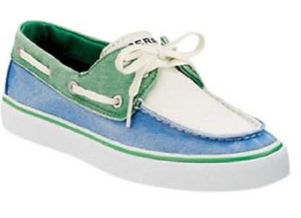 Sperry Top Sider Biscayne Green White Blue Canvas Boat shoe