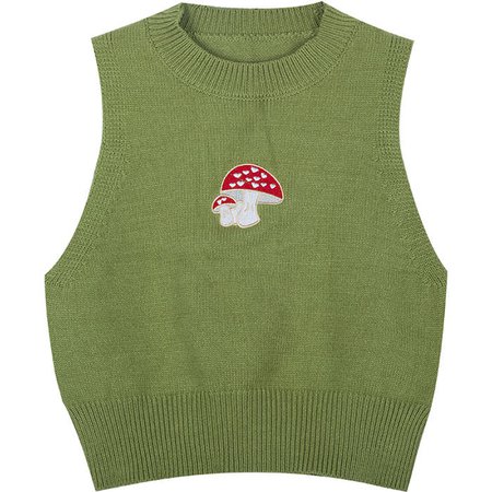 Mushroom Embroidery Green Vest 🍄 BOOGZEL APPAREL – Boogzel Apparel