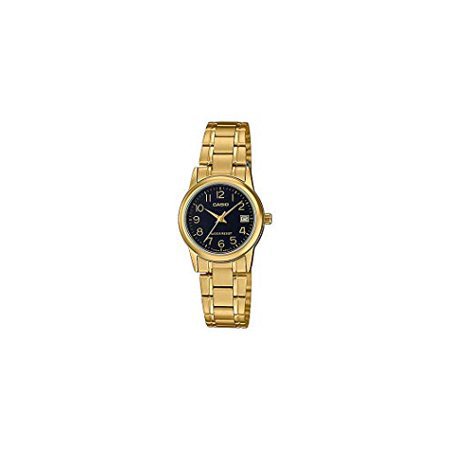 Casio - CASIO LTP-V002G-1B Gold Tone Women Watch with Black Face - Walmart.com