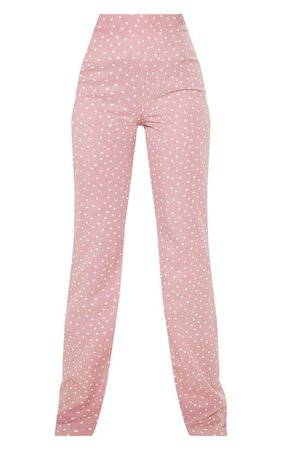 Pastel Pink Polka Dot High Waisted Wide Leg Trouser | PrettyLittleThing
