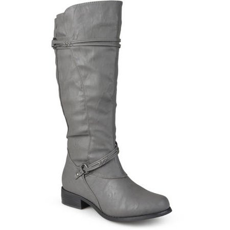 Brinley Co. - Women Buckle Accent Wide Calf Boots - Walmart.com grey