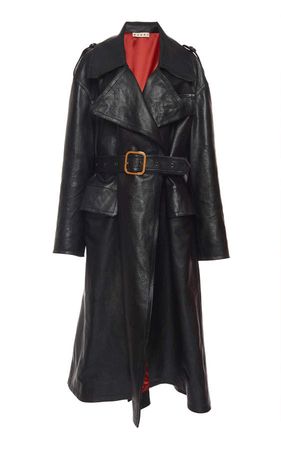 Leather Midi Length Trench Coat