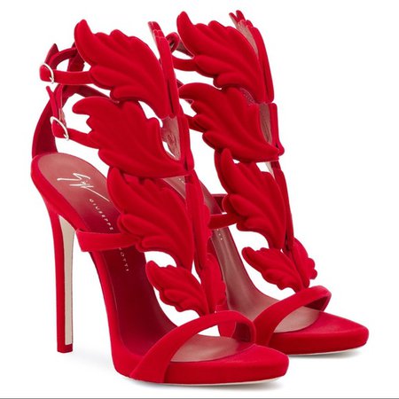 *clipped by @luci-her* Giuseppe Zanotti Shoes | Giuseppe Zanotti Red Coline Winged Velvet Sandals