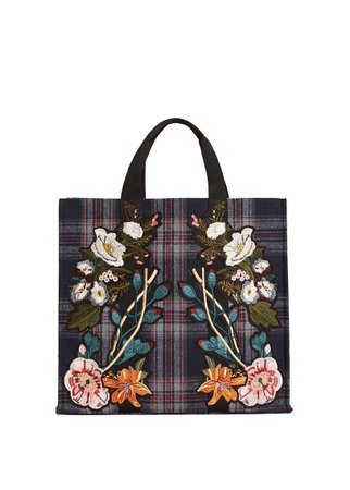 MANGO Floral embroidery shopper bag