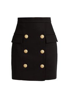 (197) Pinterest - Balmain Black Heavy Cotton Button Front Mini Skirt | amazing outfits to inspire
