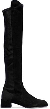 Suede And Stretch-knit Knee Boots