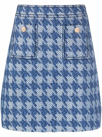 Shop SANDRO Anselme houndstooth pattern skirt with Express Delivery - FARFETCH