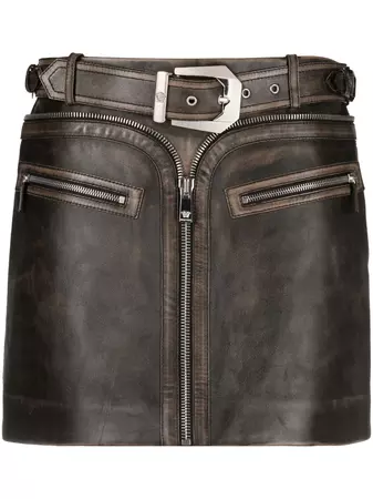 Versace Brushed Leather Mini Skirt - Farfetch