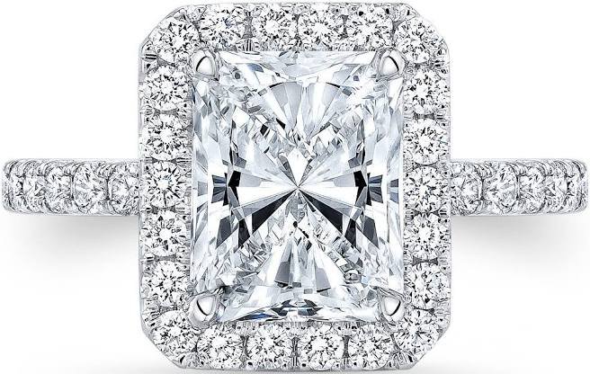 1.6 Ct. Radiant Cut Natural Diamond Cut Cornered Halo Pave Diamond Engagement Ring (GIA Certified)