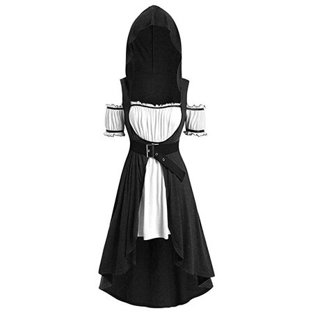 Amazon.com: Womens Hooded Dress Vintage Belted High Low Cloak Robe Renaissance Medieval Costume Gothic Dresses: Clothing