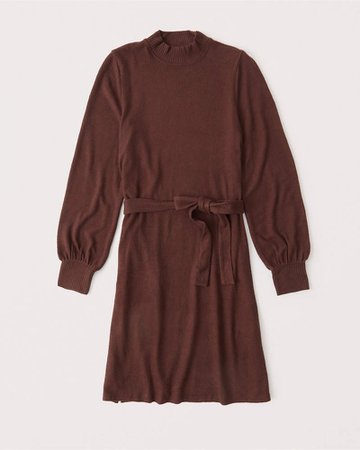 Women's Long-Sleeve Cozy Belted Mini Dress | Women's New Arrivals | Abercrombie.com