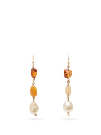JADE JAGGER  Baroque pearl, opal & 18kt gold drop earrings