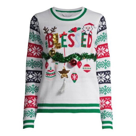 No Boundaries - No Boundaries Juniors' Christmas Sweater - Walmart.com - Walmart.com