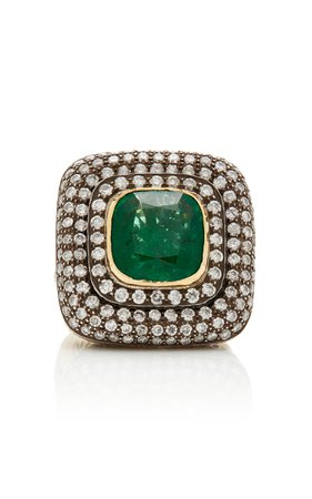 14K Gold, Emerald And Diamond Ring by Amrapali | Moda Operandi