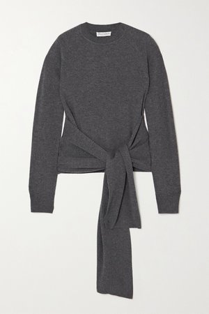 Gray Tie-front merino wool sweater | JW Anderson | NET-A-PORTER